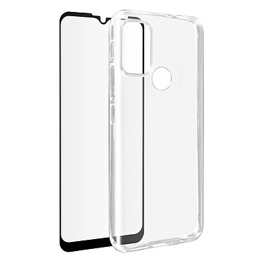 Avizar Coque Motorola Moto G10, G30 et G20 Souple et Verre Trempé 9H Transparent / noir