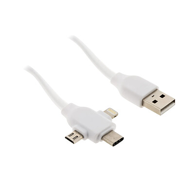 Zenitech - Câble USB universel avec triple sortie USB-C, Micro USB et Lightning pour iPhone / iPad