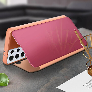 Acheter Avizar Housse pour Samsung Galaxy S21 Ultra Clapet translucide Design Miroir Support Vidéo Rose gold