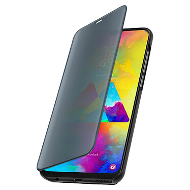 Avizar Housse Samsung Galaxy M20 Étui Miroir Clapet translucide Stand Vidéo noir pas cher