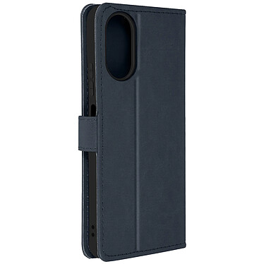 Avizar Étui pour Oppo A38 Design Vintage Clapet Portefeuille Support Vidéo Bleu Nuit