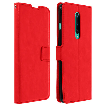 Avizar Housse OnePlus 8 Étui Folio Porte-carte Fonction Support Vintage Rouge