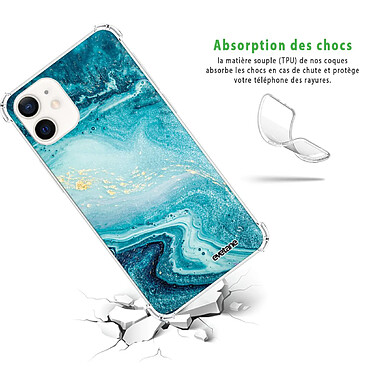 Avis Evetane Coque iPhone 12 mini anti-choc souple angles renforcés transparente Motif Bleu Nacré Marbre