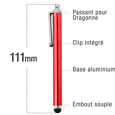 Avizar Stylet Rouge pour écran Tactile - Pointe Ronde pas cher