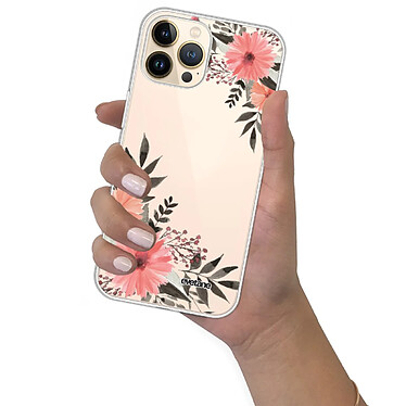 Evetane Coque iPhone 13 Pro silicone transparente Motif Fleurs roses ultra resistant pas cher