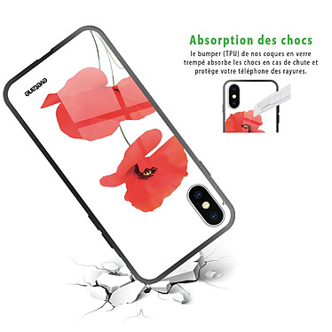 Avis Evetane Coque en verre trempé iPhone Xs Max Coquelicot