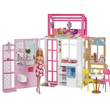 Mattel Coffret Maison de Poupée à 2 niveaux avec Poupée Barbie et Accessoires Multicolore