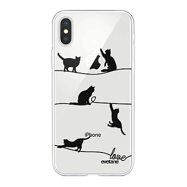 Evetane Coque iPhone Xs Max 360 intégrale transparente Motif Chat Lignes Tendance