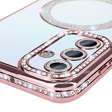 Avis Avizar Coque Diamant pour Samsung Galaxy A25 MagSafe Contour Strass Rose Champagne