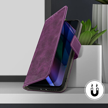 Avizar Étui Oppo Find X3 Neo Portefeuille Support Vidéo Fermeture magnétique Violet pas cher