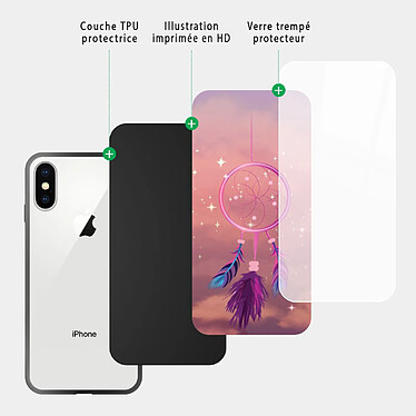 Acheter Evetane Coque en verre trempé iPhone Xs Max Attrape rêve rose