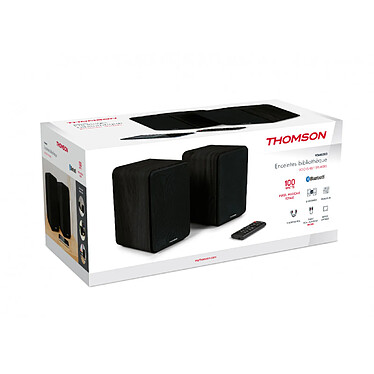 Thomson WS600DUO - Enceinte Bibliothèque Stéréo Bois Noir avec Télécommande pas cher