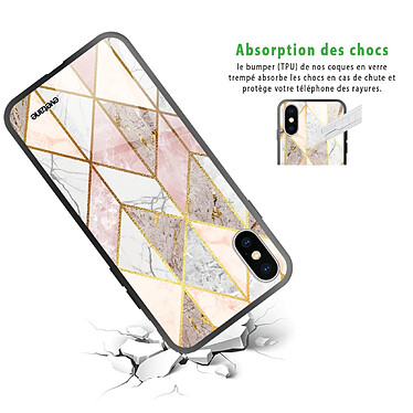 Avis Evetane Coque en verre trempé iPhone Xs Max Marbre Rose Losange