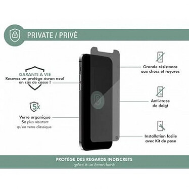 Avis Force Glass Protection d'écran pour iPhone 12 mini en Verre Organique Plat Privé Noir transparent