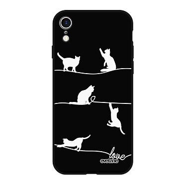 Evetane Coque iPhone Xr Silicone Liquide Douce noir Chat Lignes