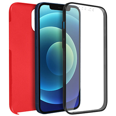 Avizar Coque Apple iPhone 12 / 12 Pro Protection Arrière Rigide et Avant Souple rouge