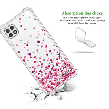 Avis Evetane Coque Samsung Galaxy A22 5G Silicone antichocs Solides coins renforcés  transparente Motif Confettis De Coeur