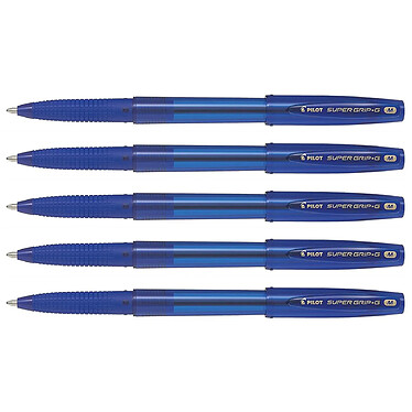 PILOT Stylo à bille SUPER GRIP G avec capuchon pointe moyenne bleu x 5