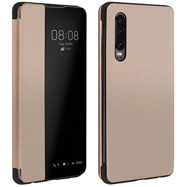 Avizar Housse Huawei P30 Étui Grande Fenêtre Translucide Coque Rigide doré