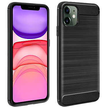 Avizar Coque iPhone 11 silicone Souple Résistant Carbone Effet Brossé Noir