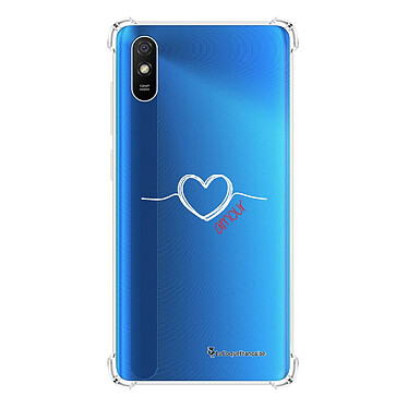 LaCoqueFrançaise Coque Xiaomi Redmi 9A Silicone antichocs Solides coins renforcés  transparente Motif Coeur Blanc Amour