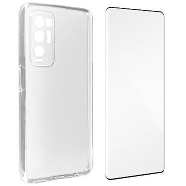 Avizar Coque Oppo Find X3 Neo Souple et Film Verre Trempé 9H - transparent / noir