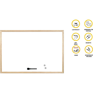 Acheter BI-OFFICE Tableau Blanc Magnétique 60 x 40 cm avec 1 Marqueur et 2 Aimants