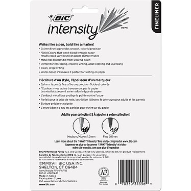 Acheter BIC Etui de 10 Feutres Fineliner Intensity Pointe Fine Bagué Assortis