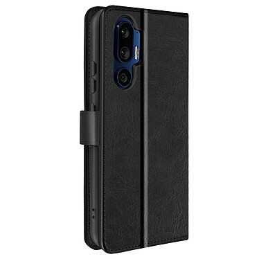 Avizar Étui pour HTC U24 Pro Design Vintage Clapet Portefeuille Support Vidéo Noir