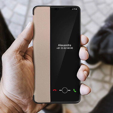 Avis Avizar Housse Huawei P30 Étui Grande Fenêtre Translucide Coque Rigide doré