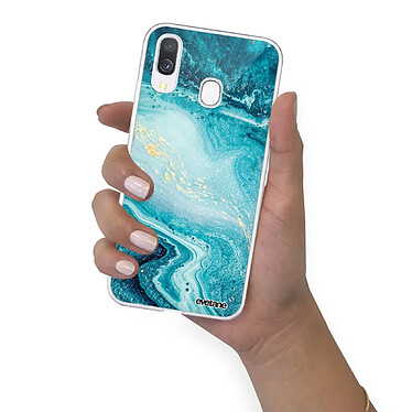 Evetane Coque Samsung Galaxy A20e 360 intégrale transparente Motif Bleu Nacré Marbre Tendance pas cher