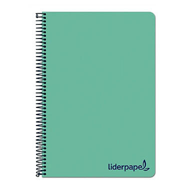 LIDERPAPEL Cahier spirale A7 micro wonder 200 pages 90g quadrillé 5x5mm 4 bandes - Vert