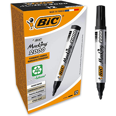 BIC Marqueur Permanent MARKING 2000 pointe Ogive Large Noir x 12