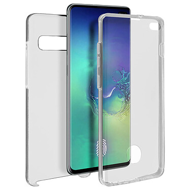 Avizar Coque Galaxy S10 Plus Protection 360° Rigide + Avant Silicone transparent