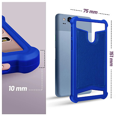 Avizar Coque Smartphone 5'' à 5.3'' Silicone Gel Coins Renforcés Dos Effet Cuir  Bleu pas cher