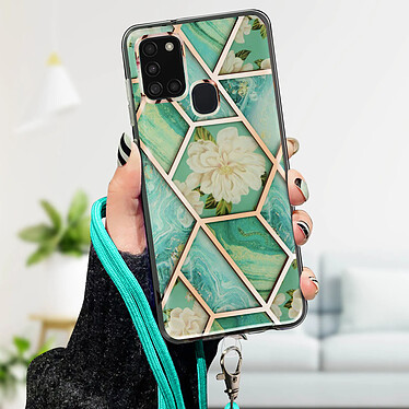 Avis Avizar Coque Samsung Galaxy A21s Motif géométrique avec Cordon Amovible turquoise