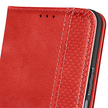 Avizar Étui pour Honor 90 Lite Portefeuille Motif Croisillon CrossWeave Wallet rouge pas cher