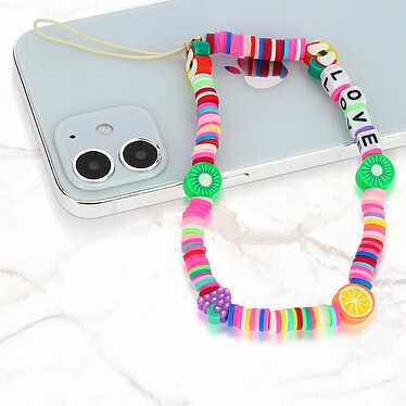 Avizar Bijou de Téléphone Bracelet Love 25cm Multicolore Collection Lovely pas cher