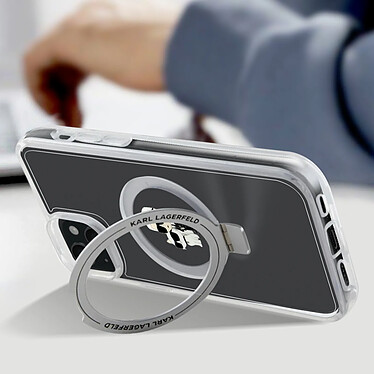 Karl Lagerfeld Coque MagSafe pour iPhone 15 Silicone Gel Coins Renforcés Transparent pas cher