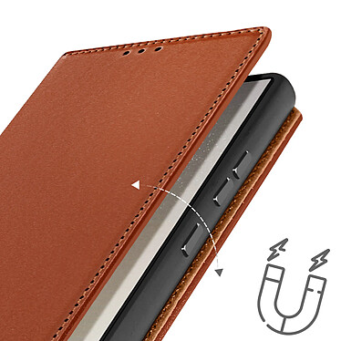 Avizar Housse pour Samsung Galaxy S24 Ultra Cuir Véritable Porte-carte Marron Clair pas cher