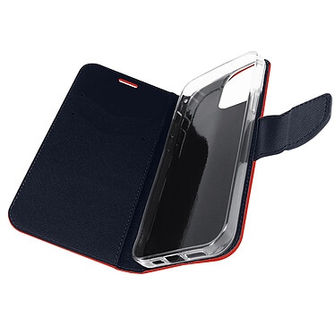 Avizar Étui pour iPhone 14 Pro Simili Cuir Bicolore Portefeuille Fonction Support Vidéo  rouge et bleu