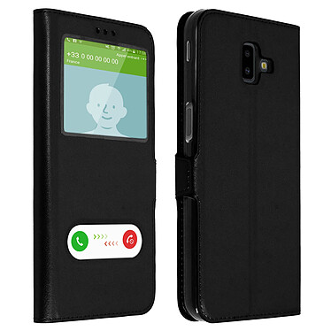 Avizar Housse Samsung Galaxy J6 Plus Etui Double Fenêtre Coque Silicone - Noir