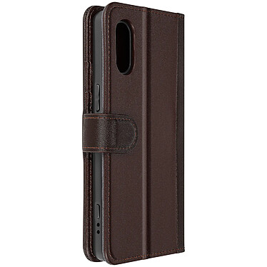 Avizar Housse pour Sony Xperia 5 V Cuir Véritable Portefeuille Support Vidéo  Marron Foncé