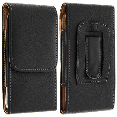 Avizar Etui Housse Ceinture à Rabat Vertical pour Smartphone 142x73x9 mm - Noir