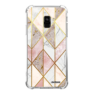 Evetane Coque Samsung Galaxy A8 2018 anti-choc souple angles renforcés transparente Motif Marbre Rose Losange