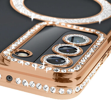 Avis Avizar Coque Diamant pour Samsung Galaxy S22 MagSafe Contour Strass Dorée