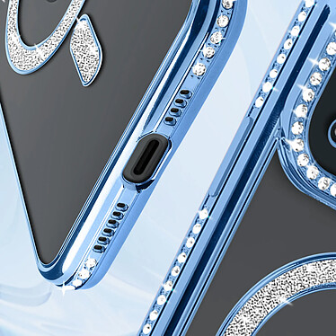 Acheter Avizar Coque Diamant pour iPhone 15 Protection MagSafe Contour Strass Bleu Clair