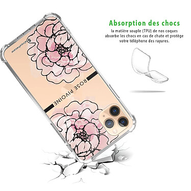 Avis LaCoqueFrançaise Coque iPhone 11 Pro anti-choc souple angles renforcés transparente Motif Rose Pivoine