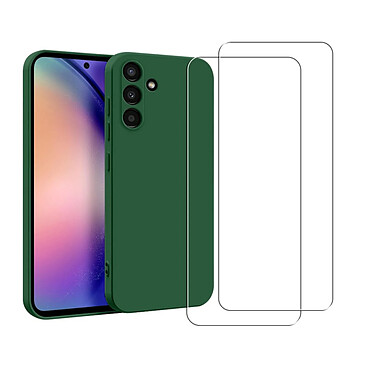 Acheter Evetane Coque Samsung Galaxy A54 Silicone liquide Vert Foret + 2 Vitres en Verre trempé Protection écran Antichocs