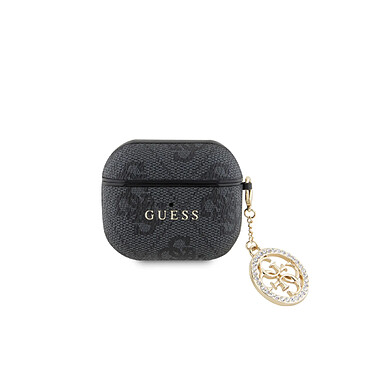 Guess Coque pour Airpods 3 4G Script avec Charm Scintillant Ornée de Strass Noir